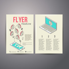 Abstract  Brochure Flyer design vector template. social Networks