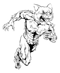Obraz premium Wildcat sports mascot running