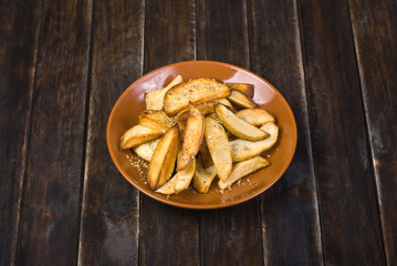 French Fries on Wooden Table