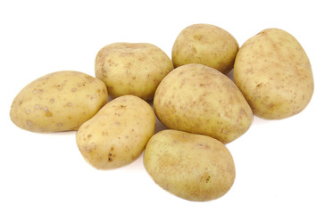 Bunch of potatoes on white background.