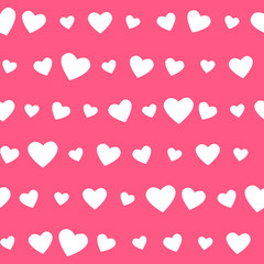 Seamless pattern with white hearts