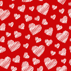 Seamless pattern with white hearts