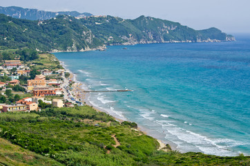 Typical bay with little town Arillas - Corfu, Greece