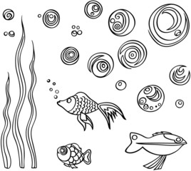 fish and bubbles set