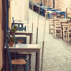 Retro coffee shop in Greece Crete, impressions of Greece