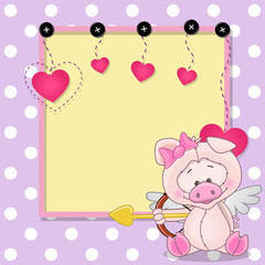 Cupid Pig with frame