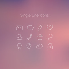 Various icons set drawn with single line.