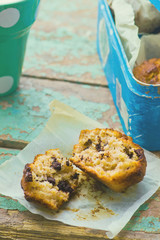 banana muffins with slices of chocolate