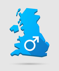 UK map icon with a male sign