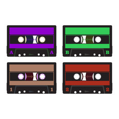 colorful retro audio cassettes