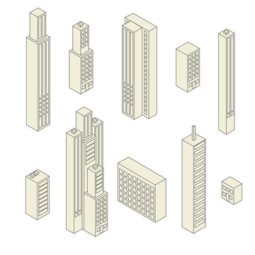 Set of vector tall buildings
