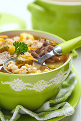 Soup with pickles and barley