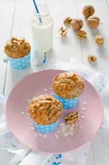 Banana muffins with oatmeal and nuts