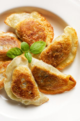Fried dumplings filled with mushrooms and cabbage
