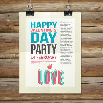 Happy Valentines Day Party Poster Design Template