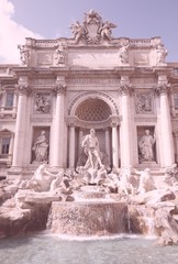 Fototapeta na wymiar Fontana di Trevi. Cross processing color tone.