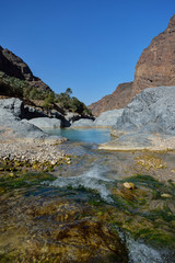 Fototapeta na wymiar Natural pool between the mountains in Oman