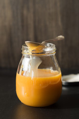 Homemade Cream Caramel Sauce in a Jar