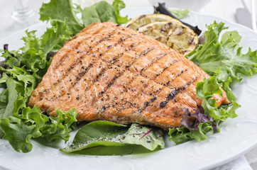 Grilled Salmon with Green Salad