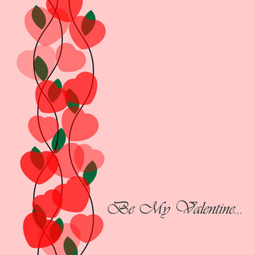 Valentine's greeting card with translucent hearts