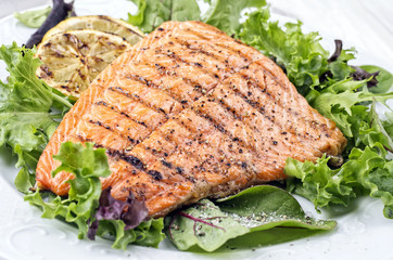 Grilled Salmon with Green Salad
