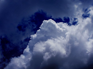 The blue sky with clouds, background