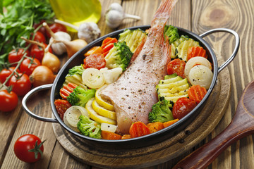 Roasted fish with vegetables