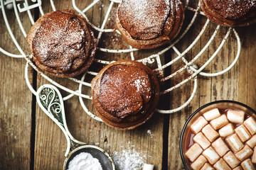 chocolate cakes bouchee  of a cream puff