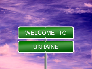 Ukraine Welcome Travel Sign