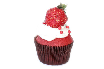 Cupcake with strawberry - Stock Image