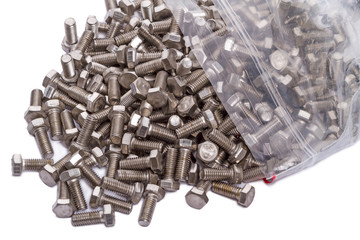Chrome bolts in a plastic bag