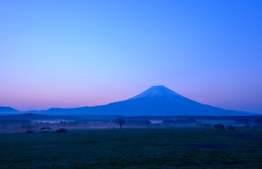 Mt.Fuji and Asagiri Highland at dawn in Fujinomiya, Shizuoka, Ja