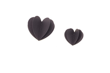 Valentines Day Black Heart paper on White Isolated