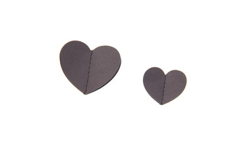 Valentines Day Black Heart paper on White Isolated