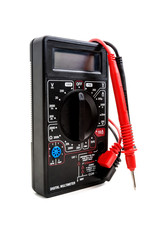 Digital multimeter on white background