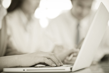 Fototapeta premium Business people discussing the charts and graphs showing the res