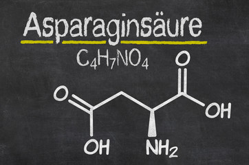 Schiefertafel mit der chemischen Formel von Asparaginsäure