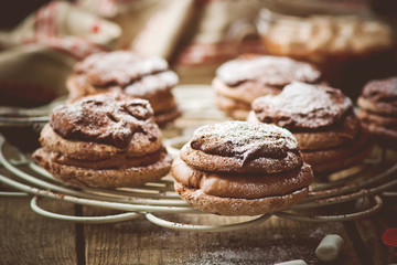 chocolate cakes bouchee  of a cream puff