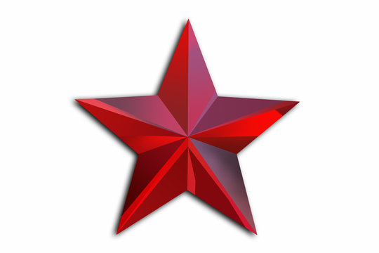 Red five-pointed star on a white background.