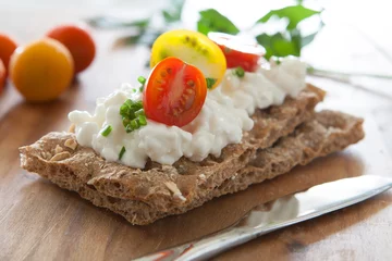 Foto op Aluminium Crackers with Cottage Cheese © JJAVA