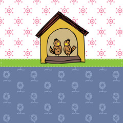 love bird in house vector background