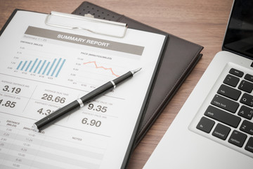 Showing business and financial report. Accounting