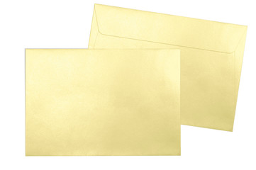 Gold envelopes C5 format isolated on white background