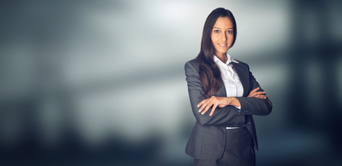 Confident Businesswoman with Copy Space on Side