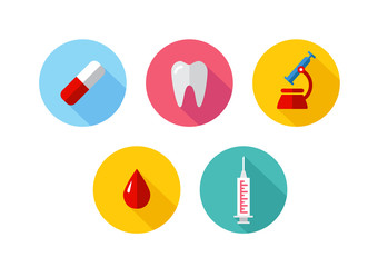 Trendy Flat science icons. Vector illustration. Medical icons