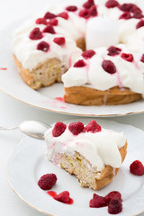 delicious pie with whipped cream and raspberries