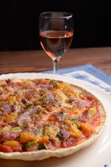 Pizza with pumpkin and bacon