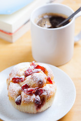 summer berry bread on plate for coffee break
