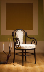 Vintage chair and candles