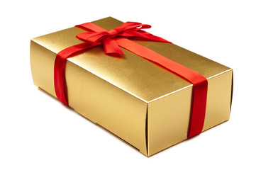 Golden gift box closeup